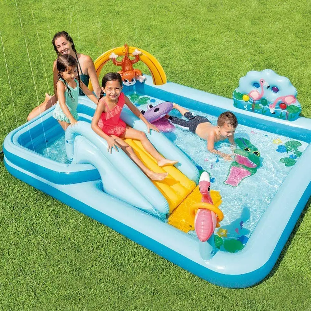 INTEX 57161 Crocodile Garden Water Slide Inflatable Pool Inflatable Pool Bouncy Castle Pool Summer Swimming Pool