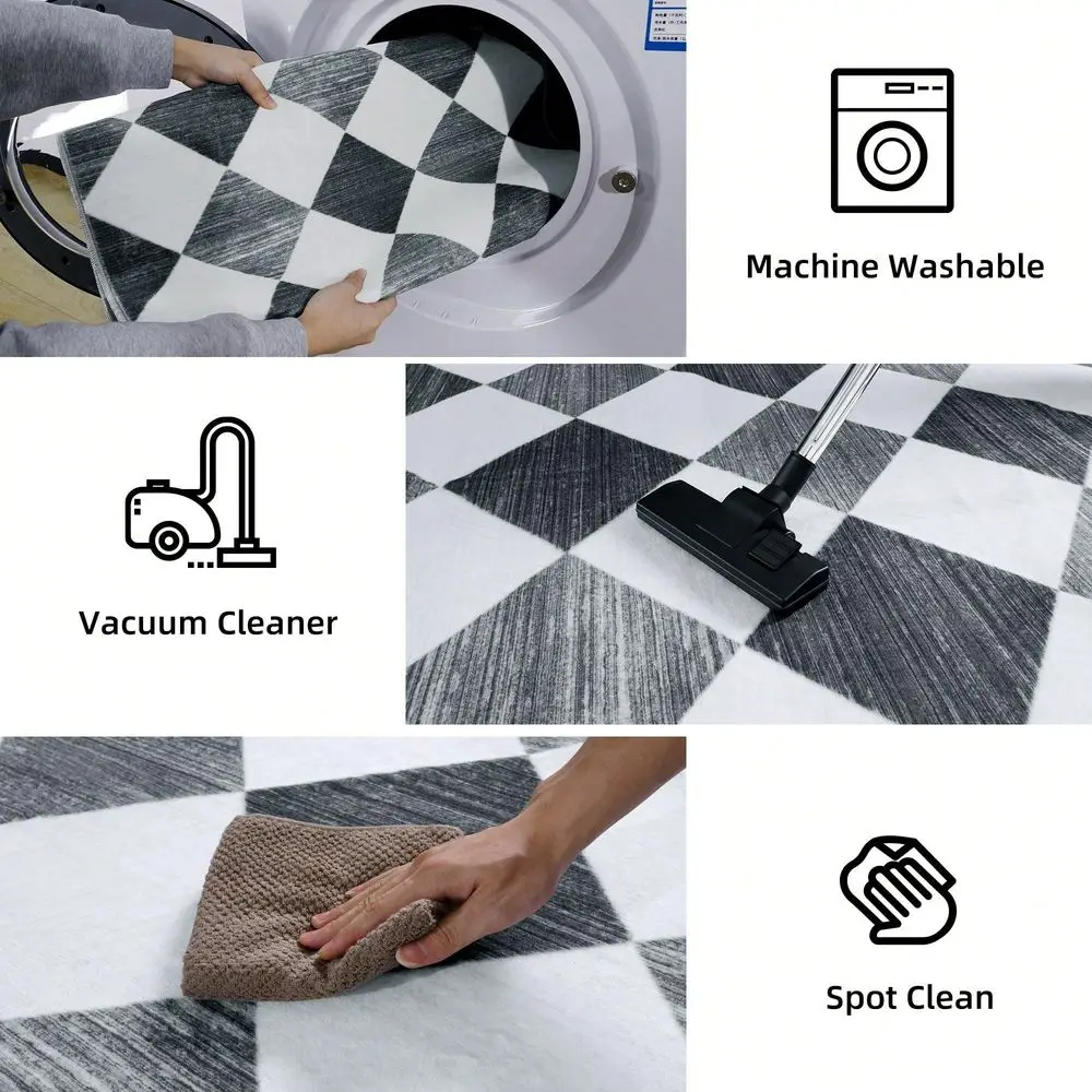 

Area Rugs, Washable Area Rug For Living Room Bedroom Dining Room Office Nursery NonSlip Stain Resistant Modern Indoor Carpet, S