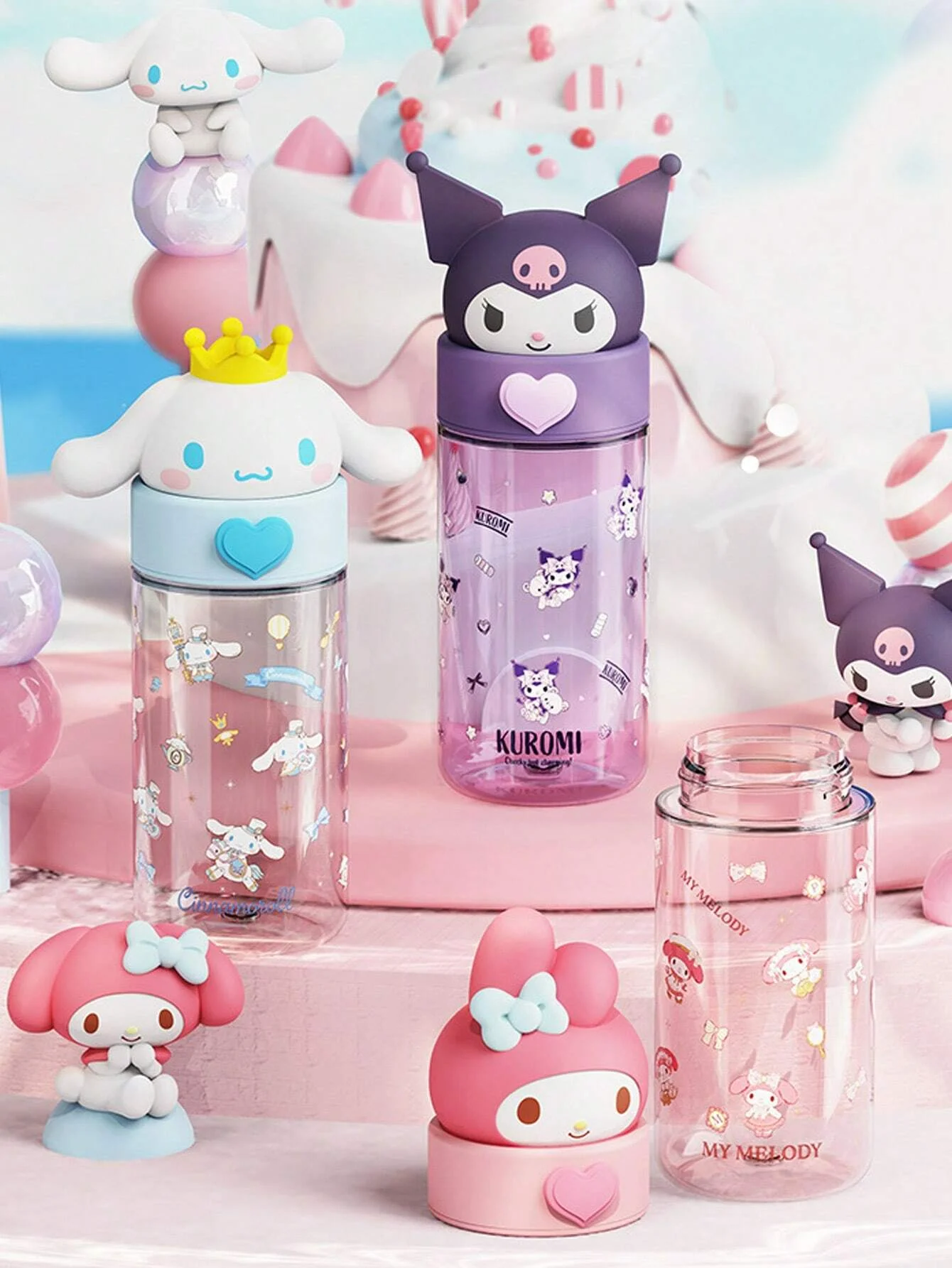 500ML Kawaii Sanrioed Cinnamoroll Water Bottle Anime Kuromi My Melodys Thermos Cups Cartoon Pochacco Juice Insulated Girls Gifts