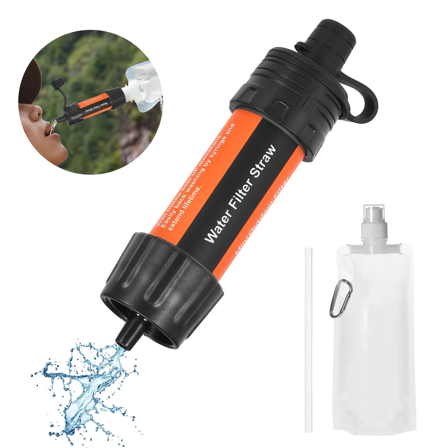 Outdoor Survival Water Filter Straw Camping Equipment Water Purifier Water Filtration System Safety Emergency Hiking Accessories