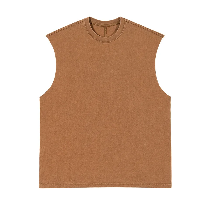 Retro Loose Sleeveless T-shirt Spring and Summer New Product Washed Pure Cotton Vest Men