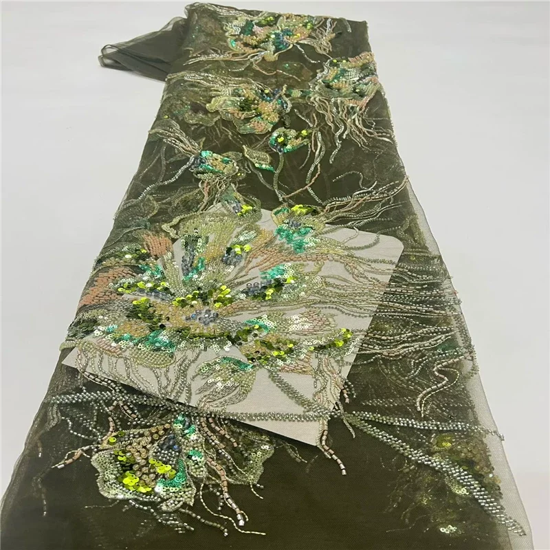 5yard Pearl tube sequin embroidery fabric Wedding dresses cheongsam diy Design fabric for sewing