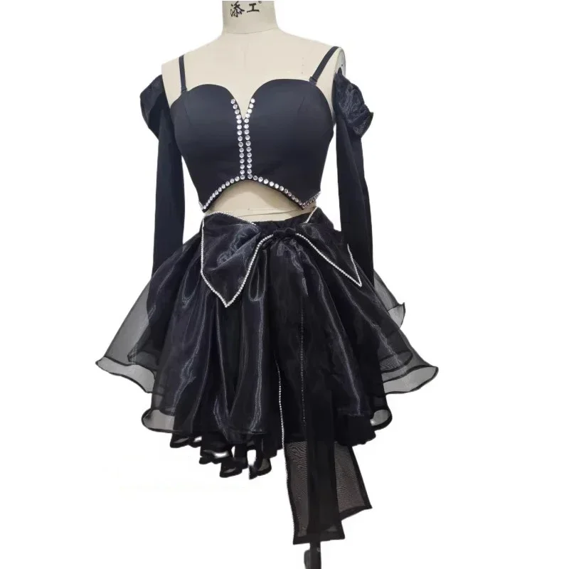 الكورية المغني المعبود Y2K الحفلة أداء زي 2026 جديد مثير Kpop ملابس النساء كول بدلة سوداء ملابس رقص الجاز #4