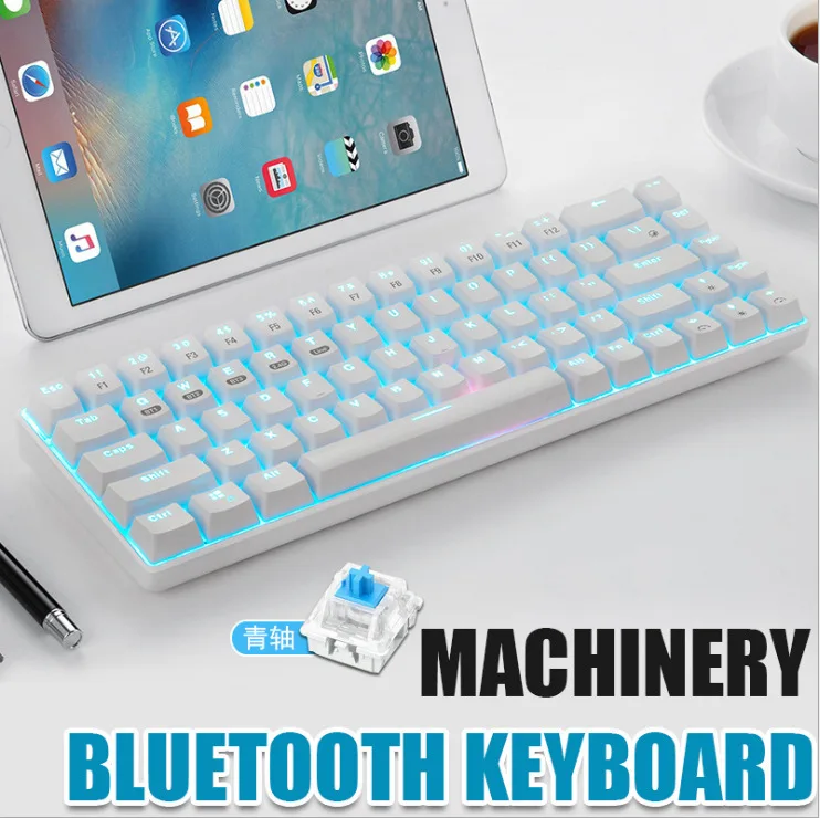 

68 Keys RGB Wireless Bluetooth 2.4G Wired Mechanical Keyboard E-sports Game Type C Rechargeable Backlit Keyboard for Home Office