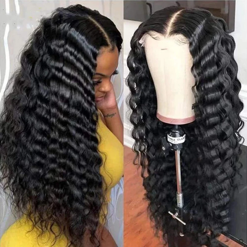 

Human Hair Lace Frontal Wig 13x6 Frontal Wig Deep Wave 100% Human Hair Brazilian Remy Curly Hair 4x4 Closure 100% Human Hair