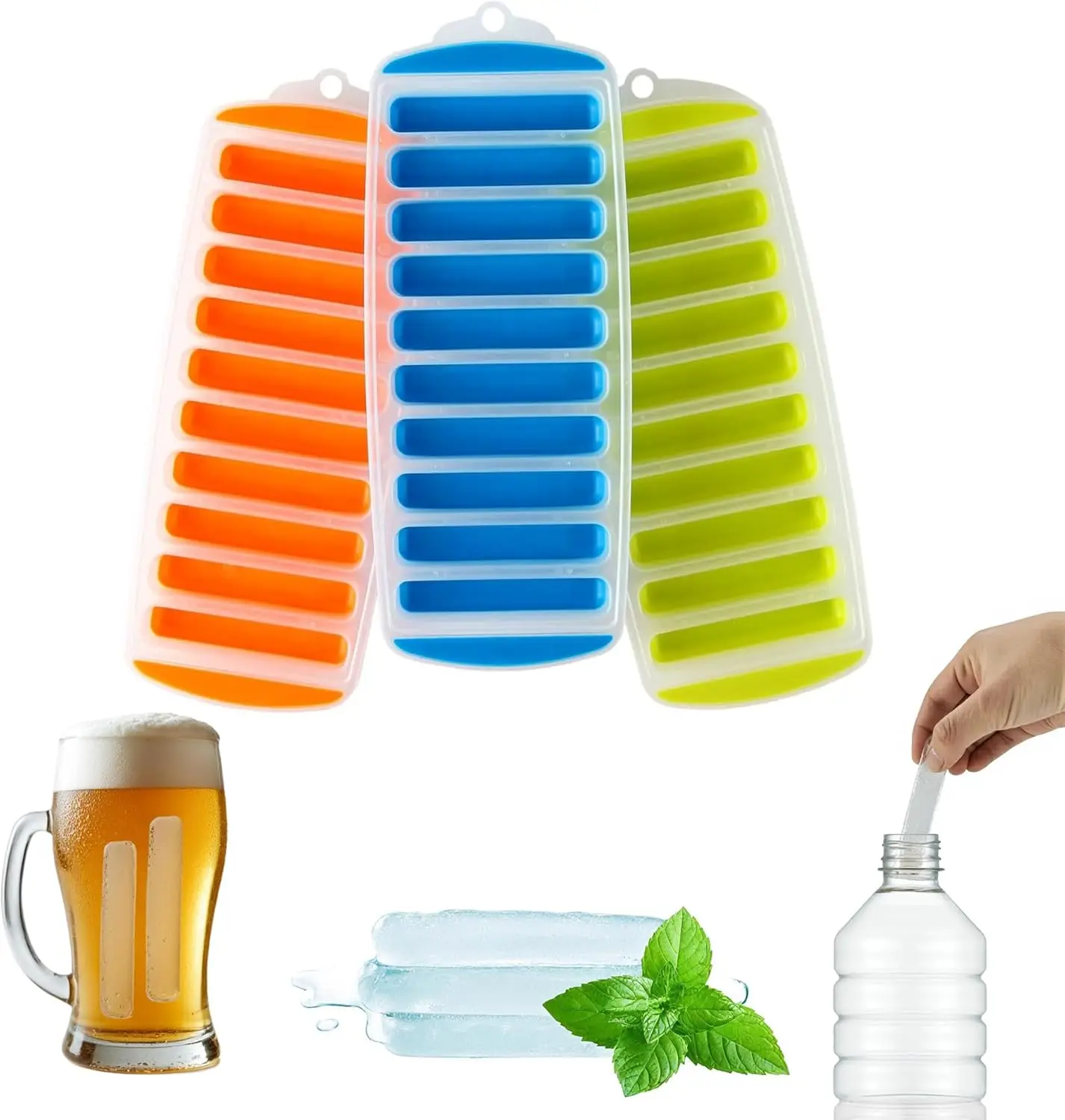 

Домашние силиконовые узкие подносы для кубиков льда с удобным выдвижным материалом, идеально подходят для занятий спортом и бутылками с водой, ассортимент