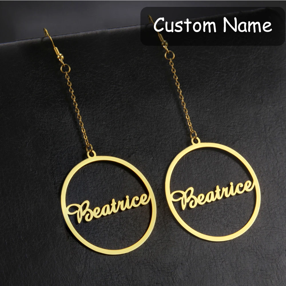 

My Shape Personalized Custom Name Earrings Customized Earrings for Women Girl Stainless Steel Earrings Jewelry Arabic Hebrew