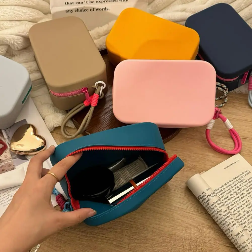 Sac de rangement en Silicone, sac de maquillage de grande capacité, pochette de toilette étanche, fermeture à glissière, pochette de maquillage, organisateur de cosmétiques