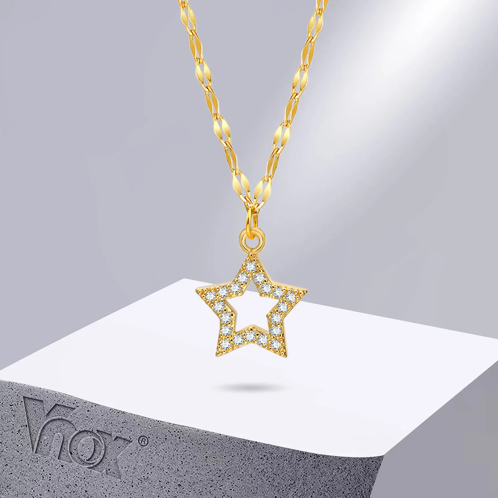 Vnox Dainty Bling Dolphin Tail Butterfly Heart Elephant Charm Necklaces for Women, Gold Color Stainless Steel Collar Jewelry