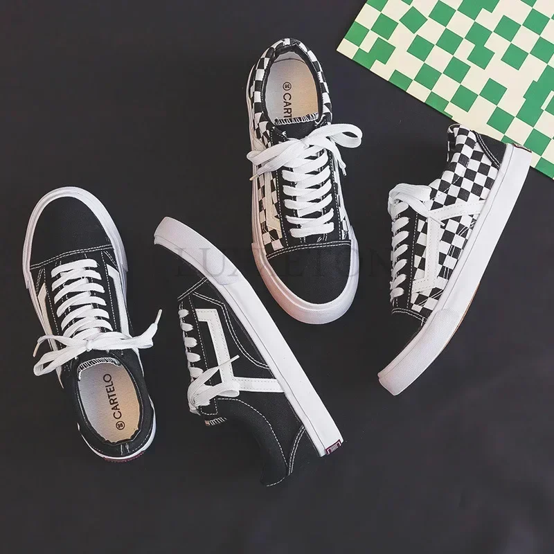 Size 35-44 Unisex Canvas Shoes for Men Wear-resistant Breathable Trendy Men's Sneakers Men Lace-up Flats Zapatillas De Deporte