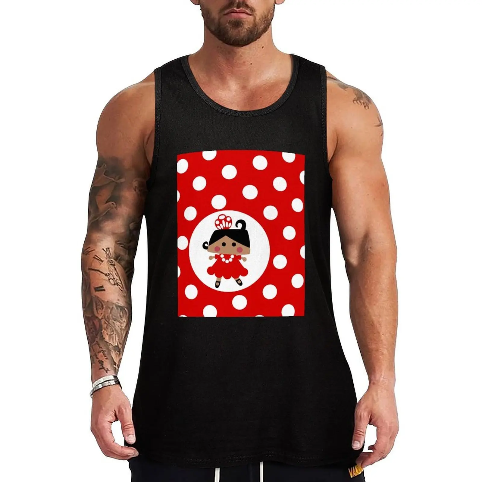 Camiseta sin mangas con estampado de lunares Flamenco, camiseta sin mangas para hacer ejercicio, camiseta ajustada para gimnasio