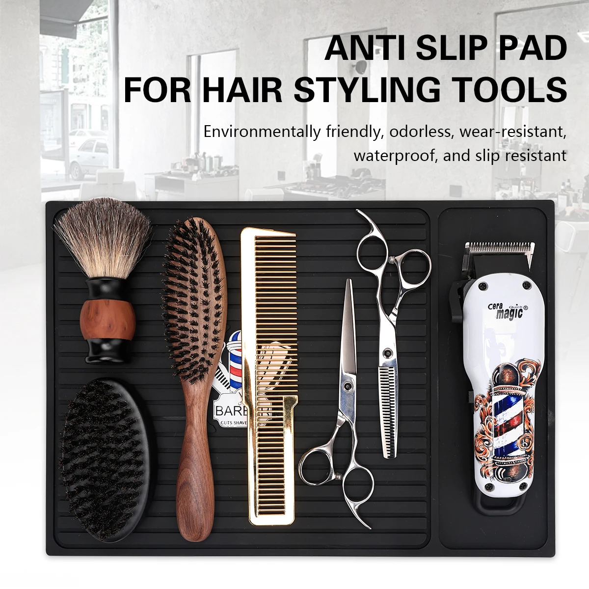 

Non-Slip Station Pad Mat Clippers Scissors Trimmers Holder Organizer Haircut Tools Storage Barbershop Cushion Anti-skid