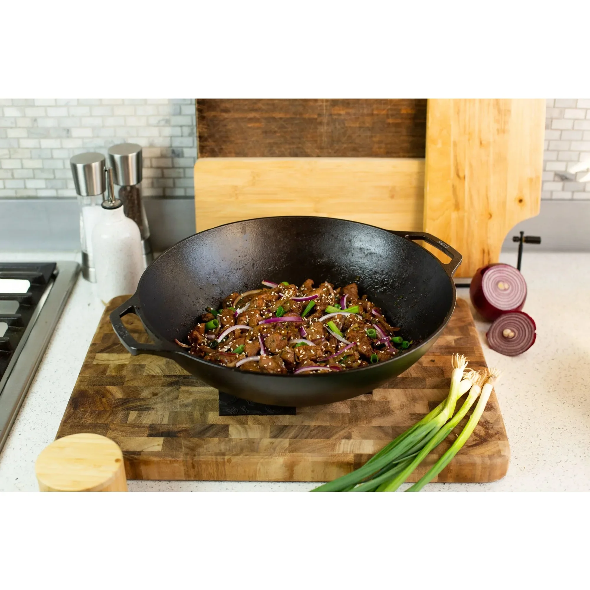 

Cast Iron Seasoned 14" Wok,Durable Construction,Natural Nonstick