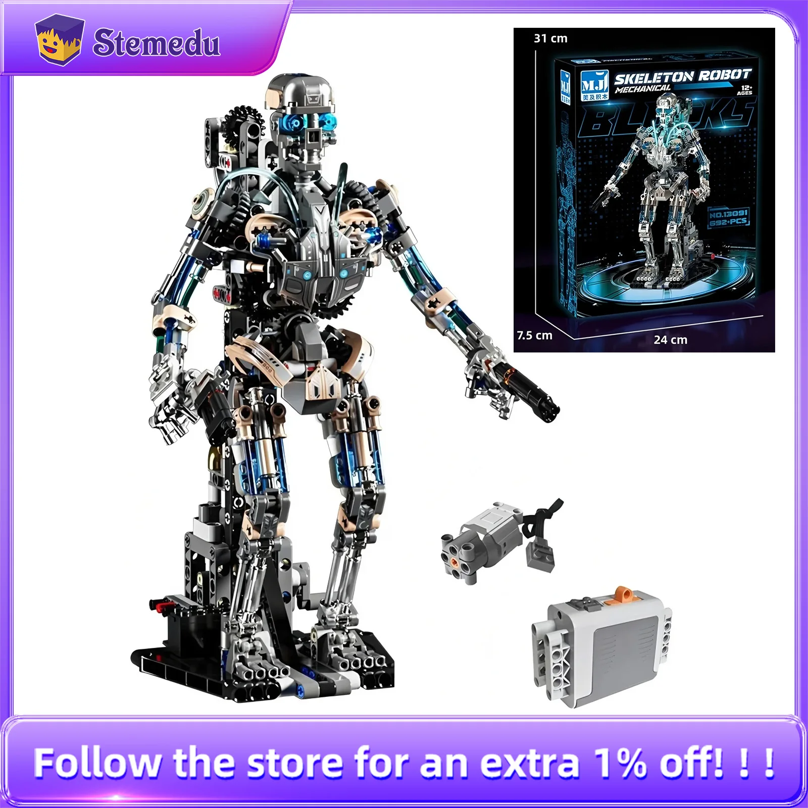 Skeleton Robot Building Block Model, Mechanical Assembly Building Blocks, Children's Building Block Toys, Children's DIY Gifts