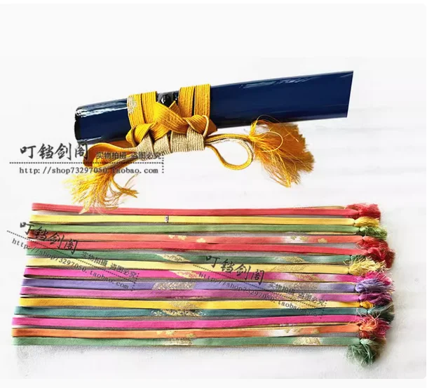 1.5m Japanese Genuine Silk Ribbon Sageo Waist Belt with Ronin Knots Katana Sword Accessories