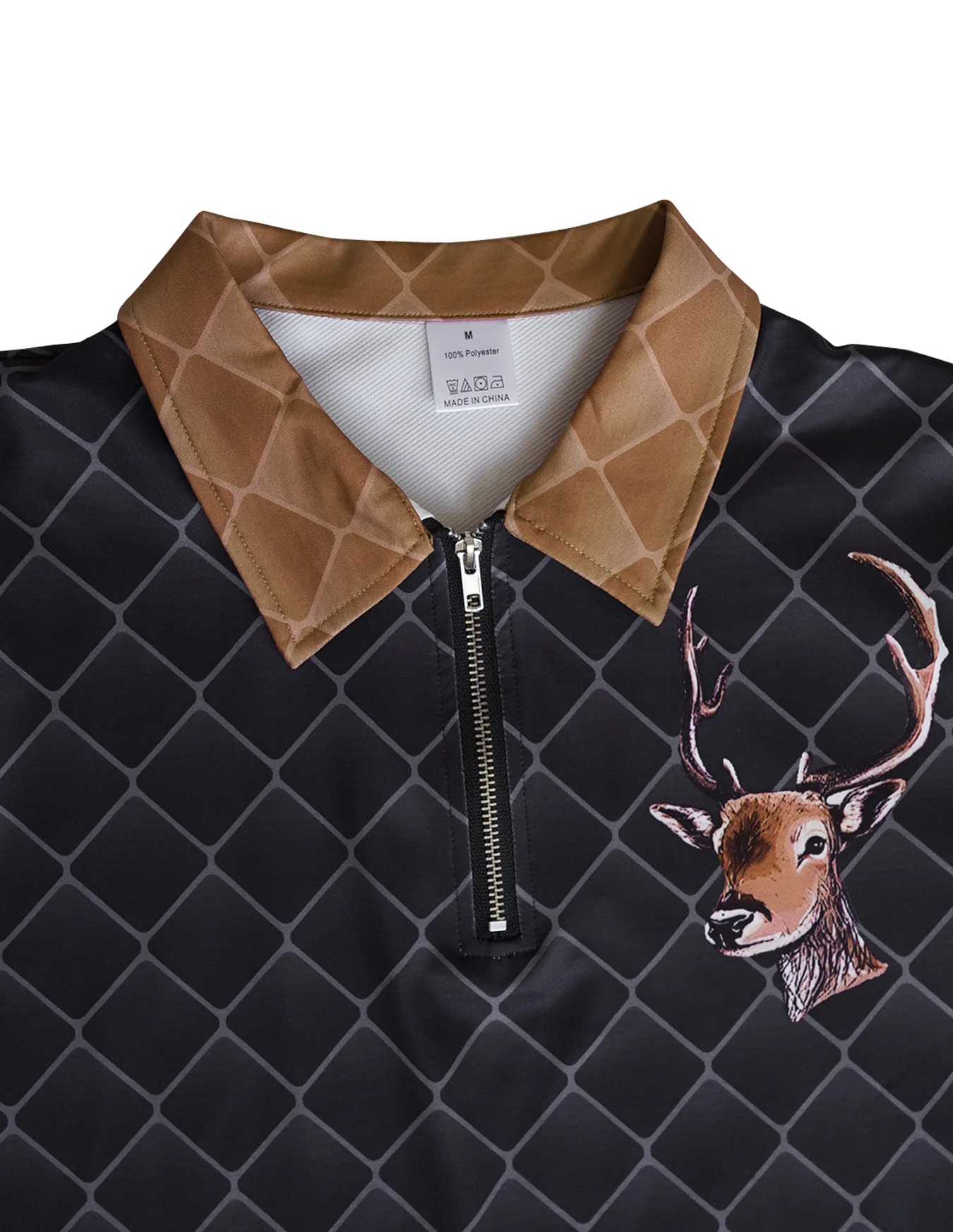 كنزات مطبوعة غير رسمية برأس غزال مخصصة للخريف والشتاء للرجال نصف سحاب مناسبة أيضًا للأنشطة الخارجية