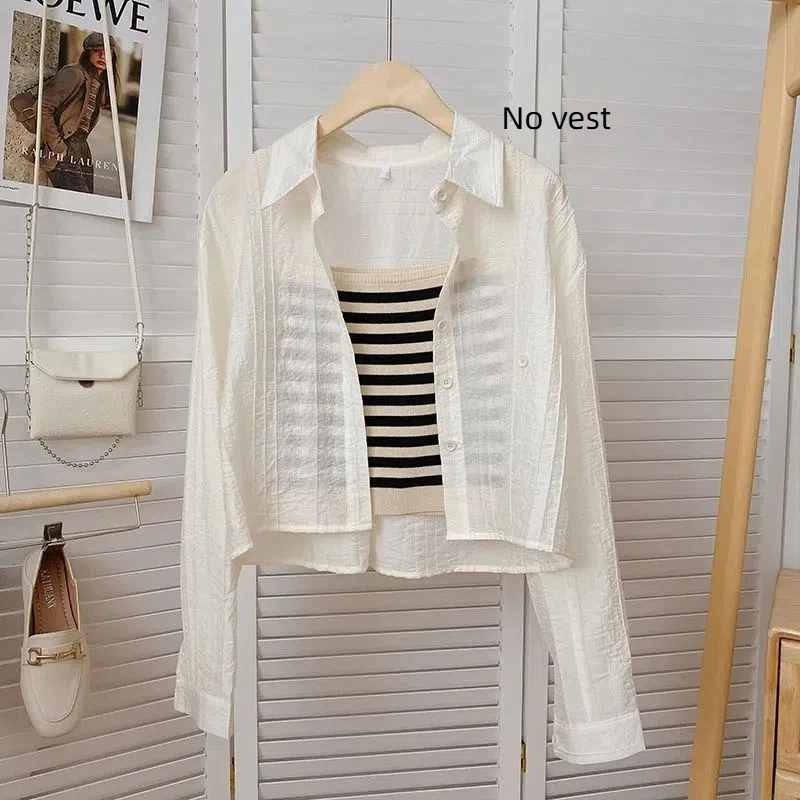 

New Long Sleeve Thin Simplicity Fashion Blouse Summer Solid Youth All-match Korean Shirt Tops Street Casual Trend Women Clothing