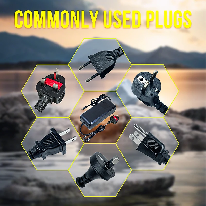 YZPOWER 42 فولت 5A شاحن بطارية ليثيوم شحن سريع 36 فولت 10 ثانية بطارية ليثيوم حزمة سكوتر أداة السلطة العالمية مع مروحة التبريد