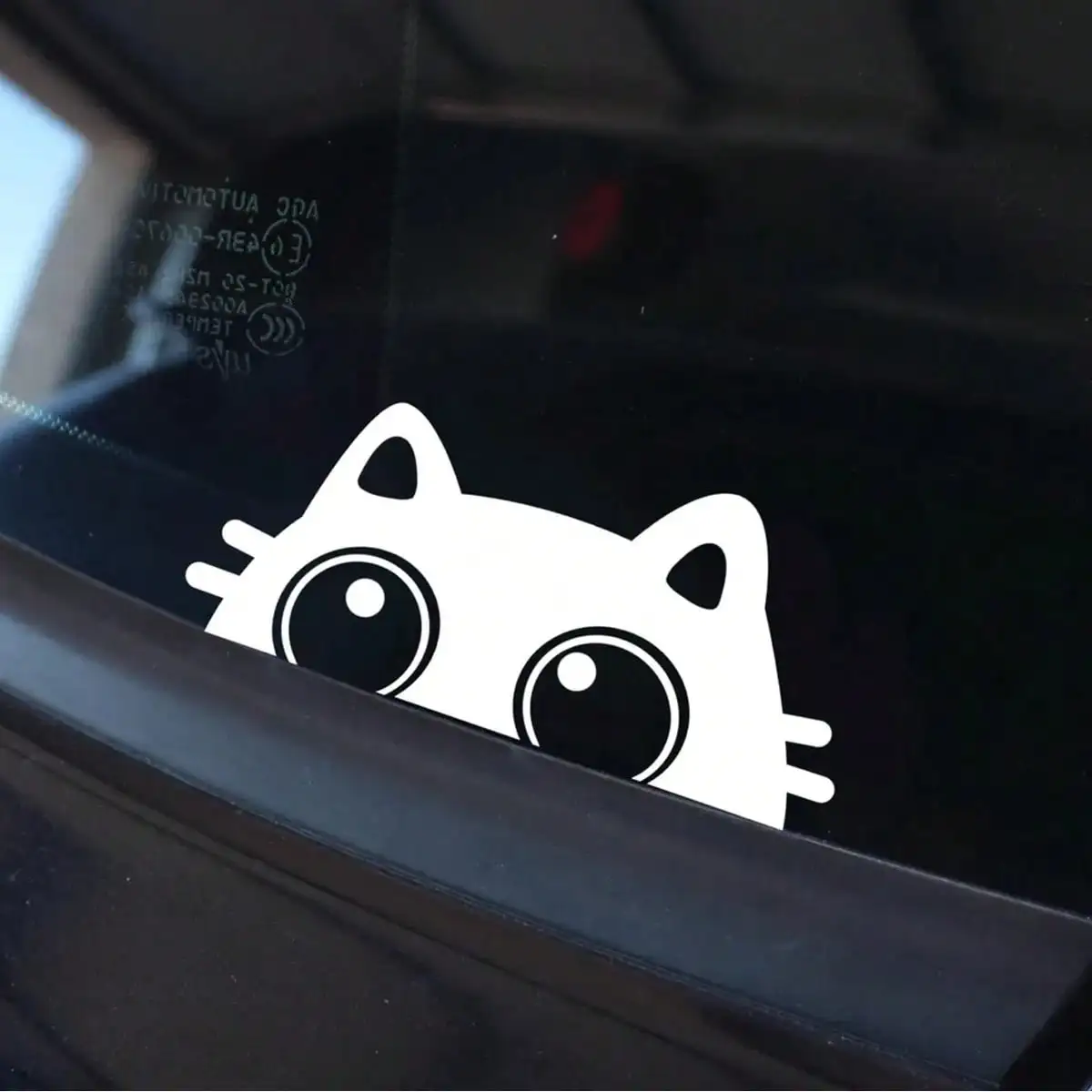 Peeking Cat Car Sticker, Cute White Kitten Peeking Decal, Waterproof Vinyl for Rear Window
