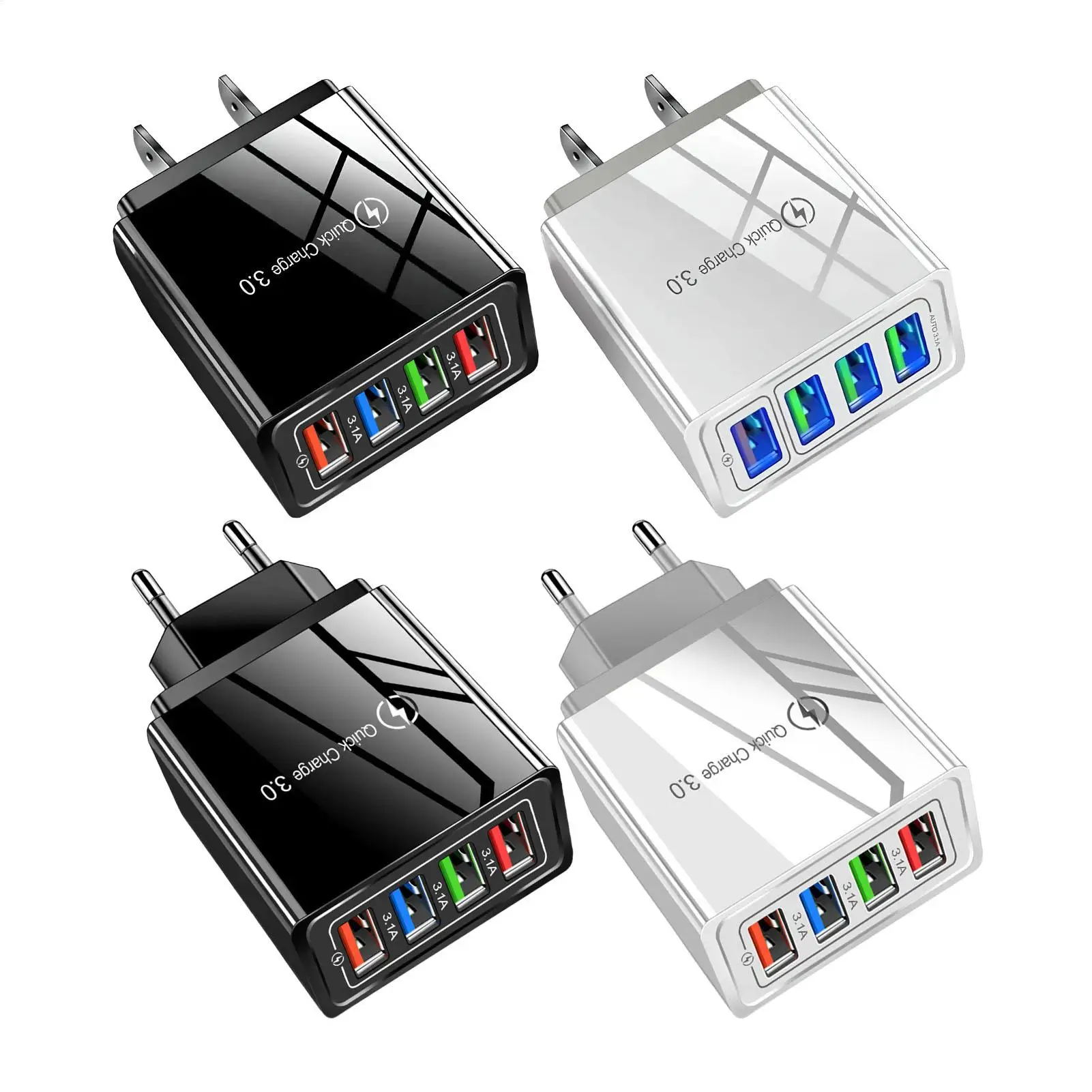 EU EU US Plug 3A USB Charger Multi Port 4 USB Quick Charge 3.0 For Phone Adapter Tablet Portable Wall Charger Fast Charger For Poco - Aliexpress Deal