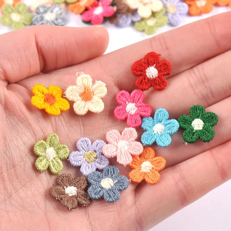 50Pcs Cute Colorful Flower Appliqued DIY Supplies Lace For Wedding Clothing Sewing Accessories Handmade Decorations 1.5cm C3374