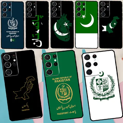 Custodia per telefono bandiera passaporto pakistano per Samsung Galaxy S25 S24 S23 S22 S21 Ultra S9 S10 Plus S20 FE Funda Cover Shell