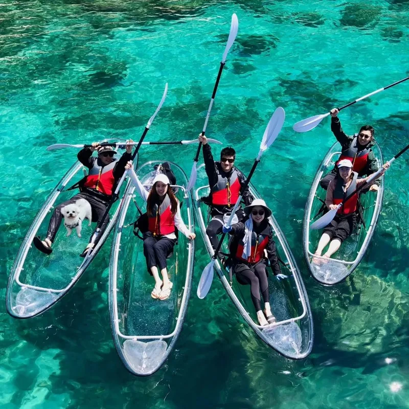 Wholesale High-quality Transparent Kayaking Rafts, a Large Number of Spot 2-person Sightseeing Hand Rowing Canoes