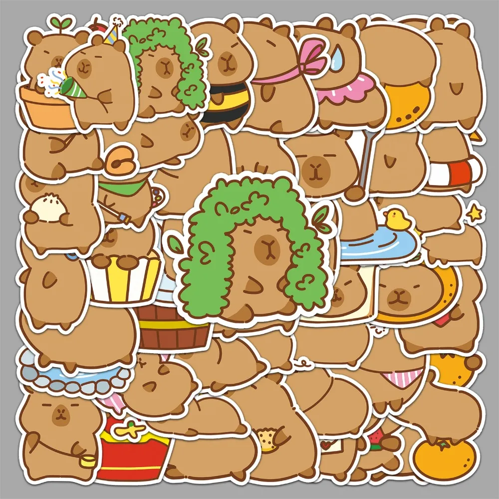 10/51Pcs Cartoon Cute Animals Capybara Graffiti Stickers Scrapbook Laptop Phone Luggage Diary Waterproof Sticker Decals