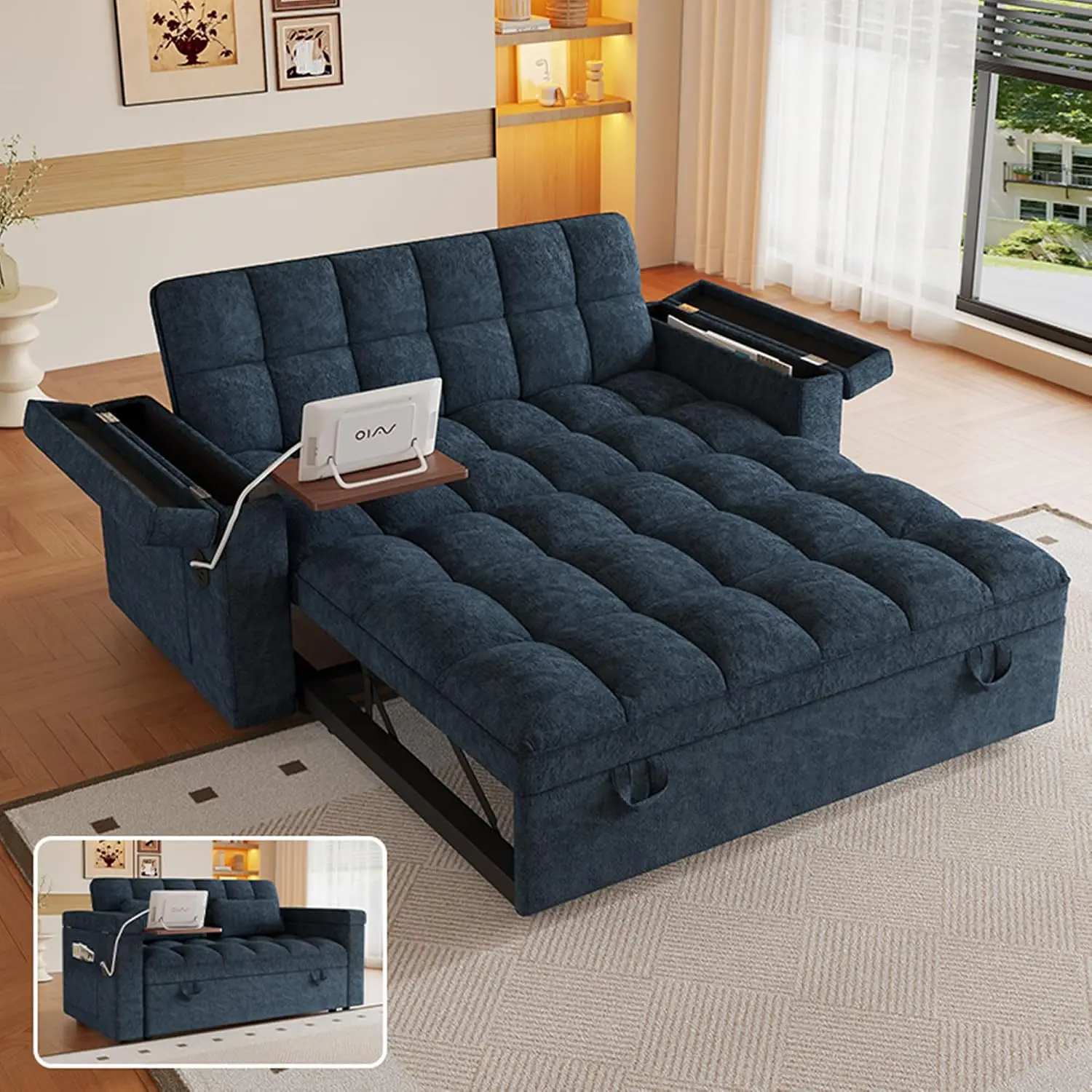 3-in-1 Convertible Pull Out Sofa Bed, 65
