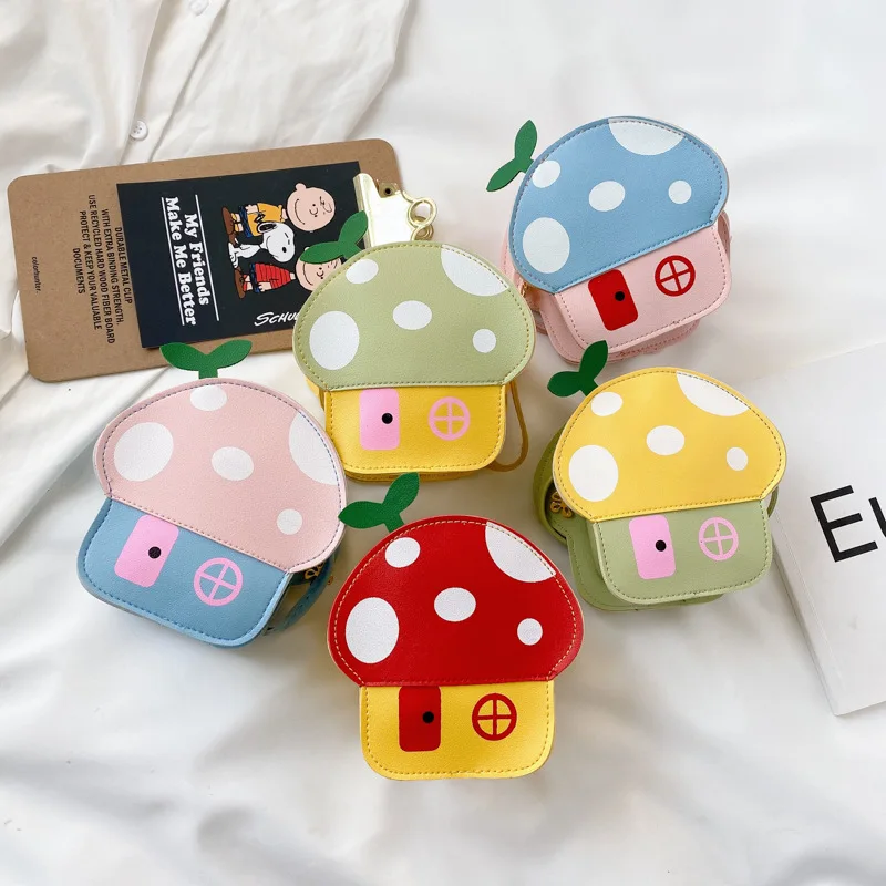 New Kids Messenger Bag Cute Cartoon Mushroom House Styling Coin Purse for Baby Girls Fashion Princess Shoulder Bag Girls Gifts