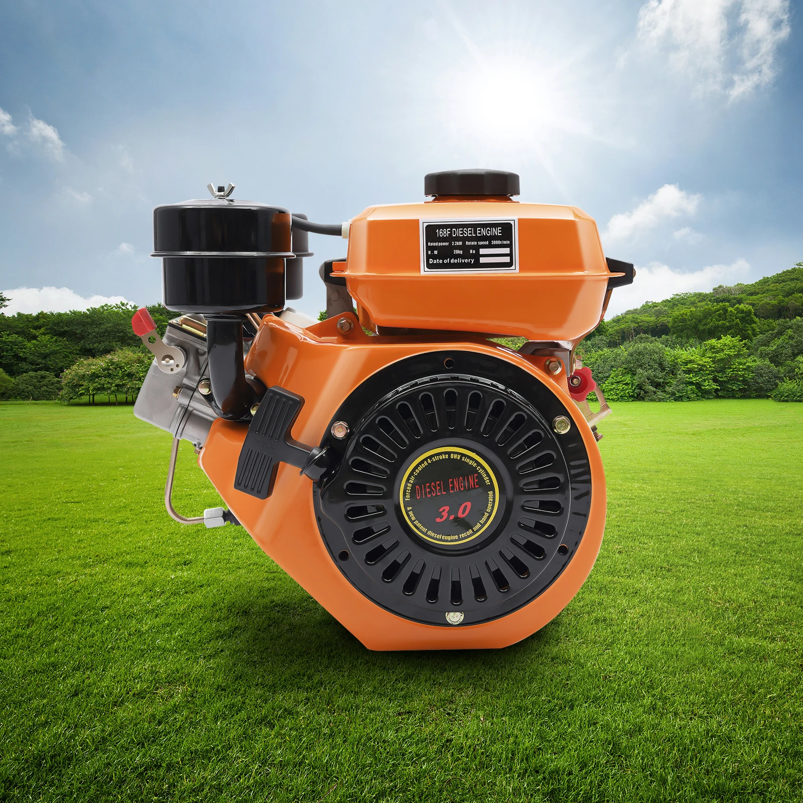 196CC 4 tempi motore diesel avviamento a strappo monocilindrico 2.2KW per macchine agricole motore leggero raffreddato ad aria