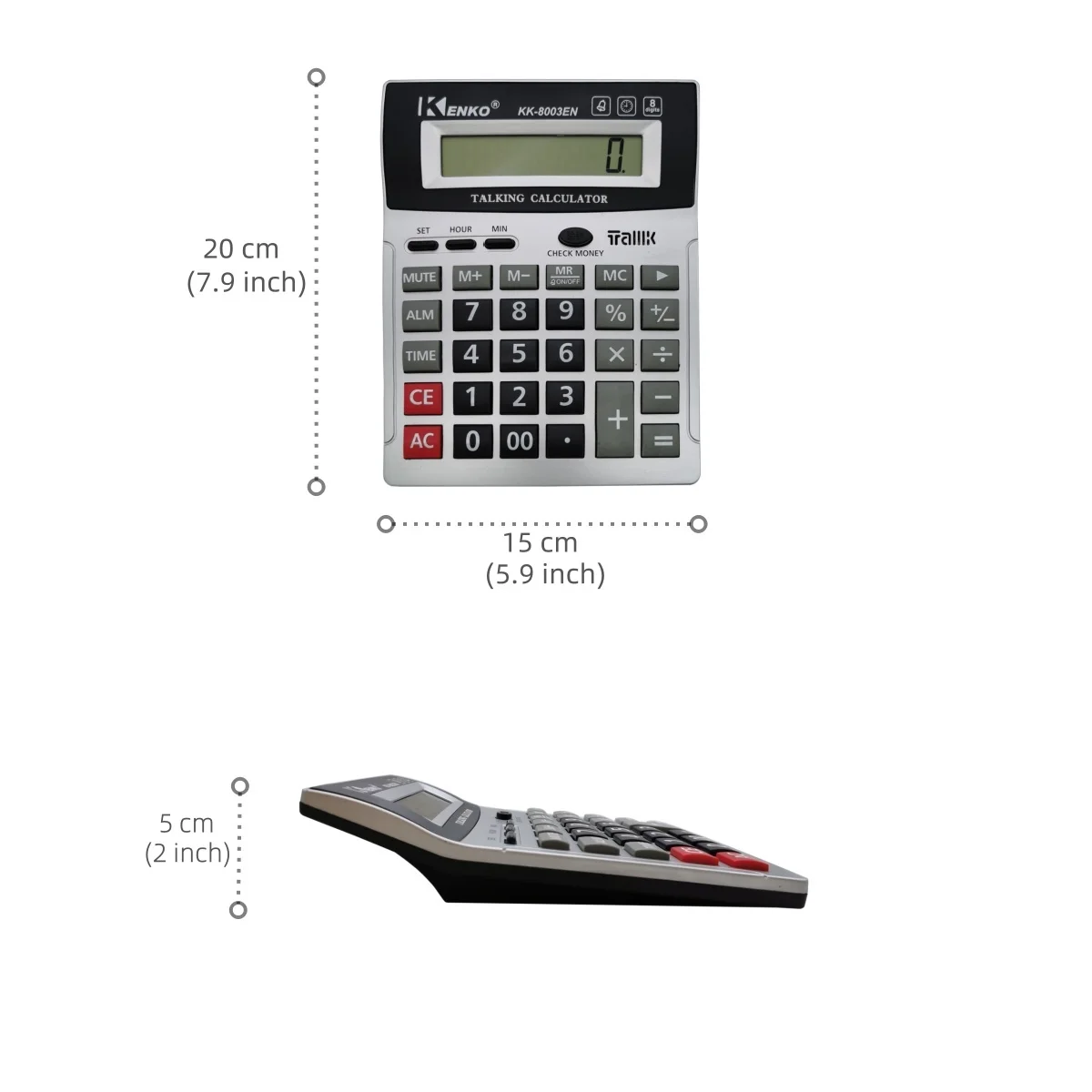 8 Digit English Talking Calculator With Alarm , Time Show, Check Money Office Computer
