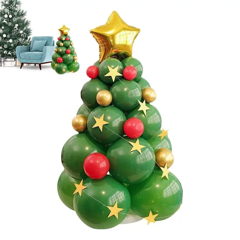 Christmas Balloons Portable xmas tree model Inflatable Standing Balloons Kit Latex Balloons indoor outdoor Christmas decor