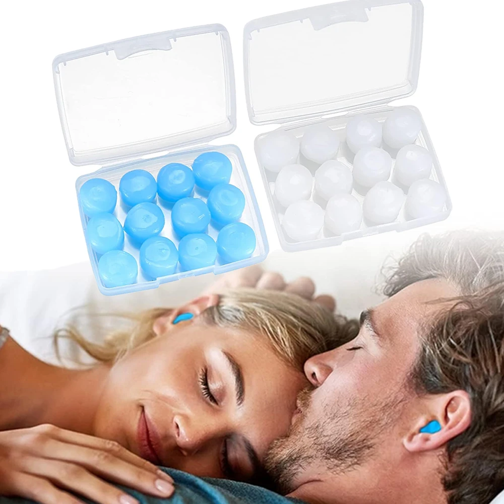 12Pcs Silicone Sleeping Ear Plugs Noise Reduction Anti Snore Sound Insulation Earplug Sleep Ear Protection Reusable Ear Plugs