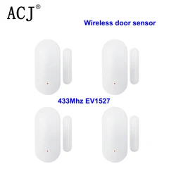 ACJ Wireless Window Door Sensor EV1527 Coding Mode RF 433MHz for Home Security Alarm System Burglar Alarm Kits