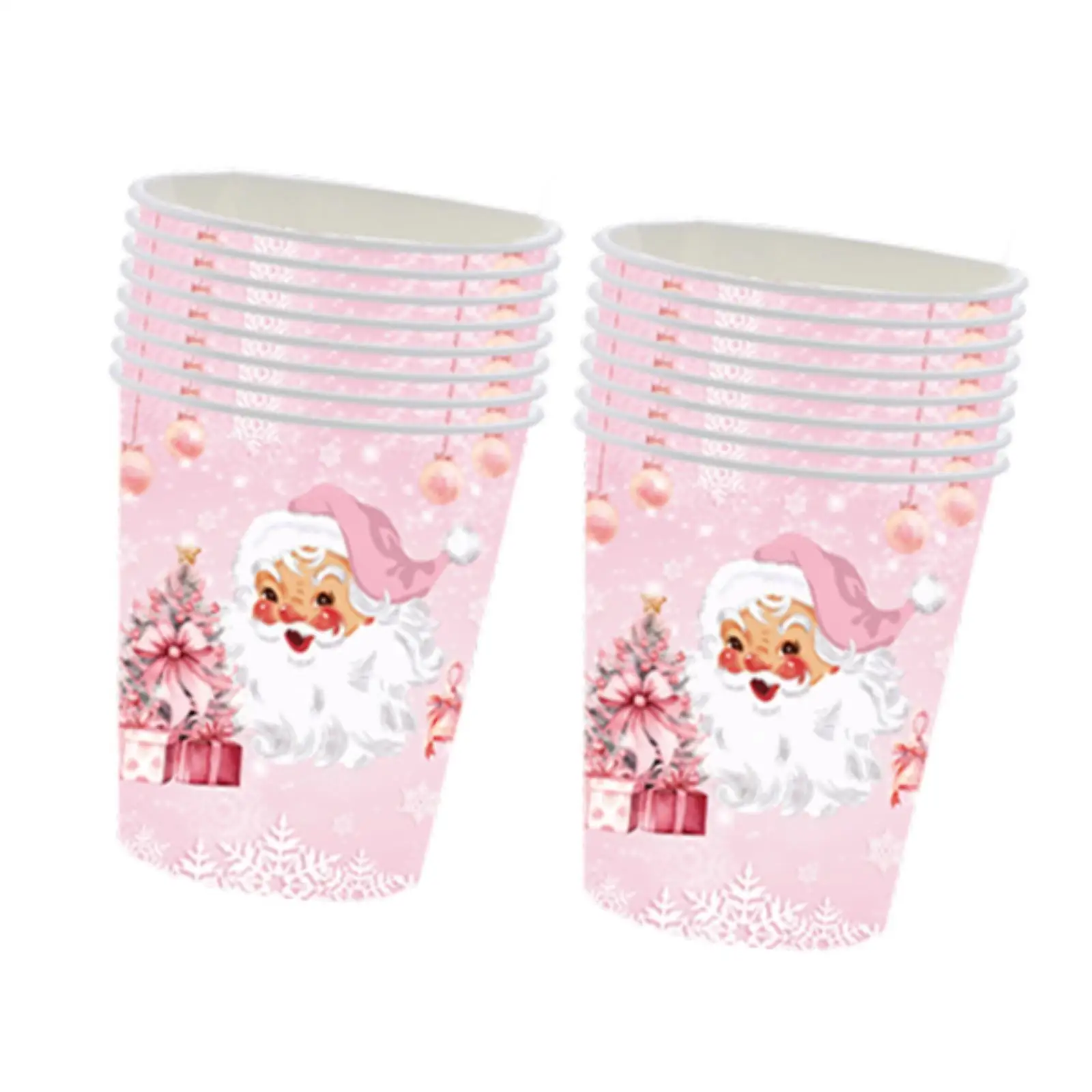 16x Disposable Paper Cups Christmas Party Themed Table Supplies Pink Paper Cups Santa Claus Christmas Cups Christmas Tableware