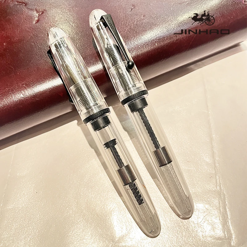 Jinhao 9019 Füllfederhalter Dadao Serie Transparent mit Schwarzem Rand Feine Spitze Großer Konverter Glattes Schreibgerät – Detail 3