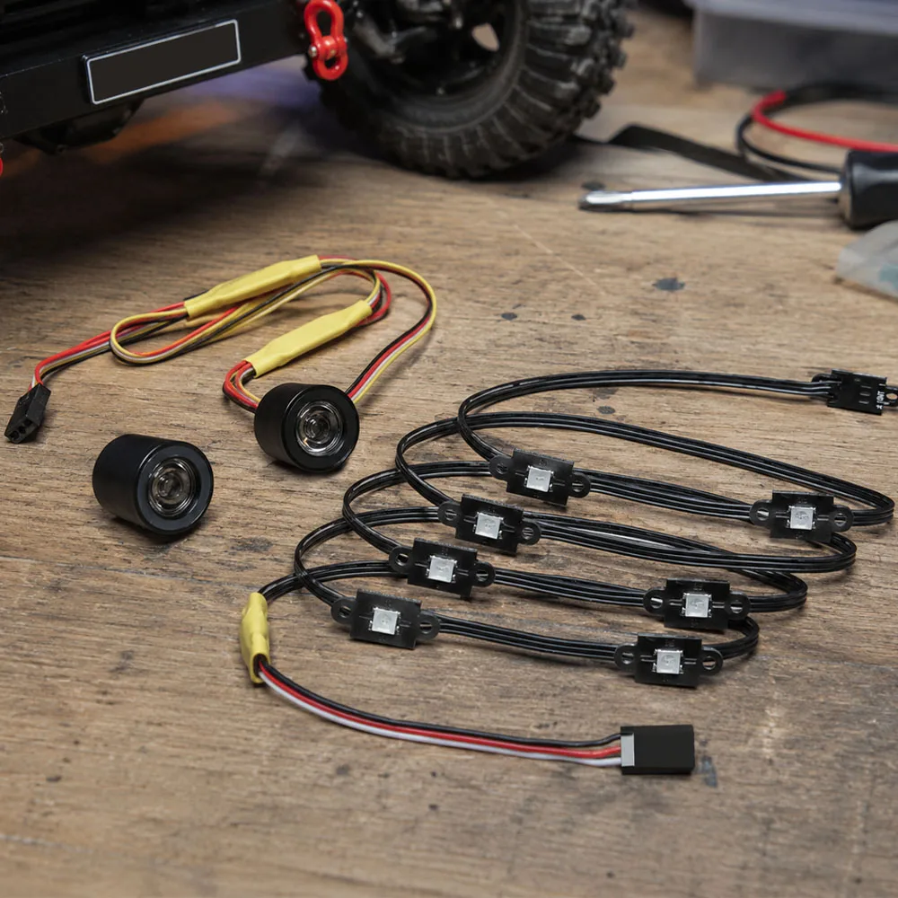 OGRC LED Light Kit Headlights Angel Eyes with 12 Modes for Traxxas TRX-4 Axial SCX10 RC4WD 1/10 RC Rock Crawler Car Accessories
