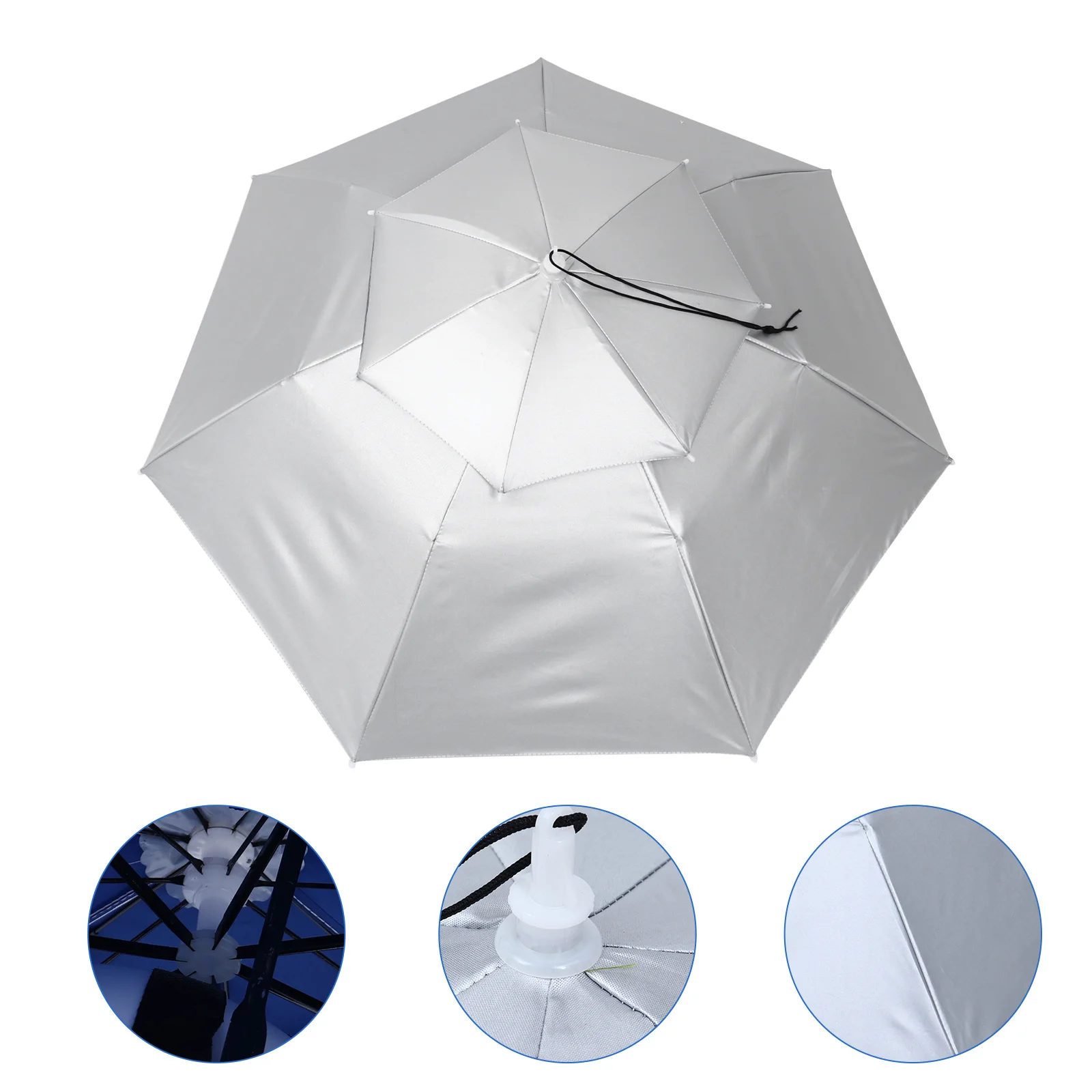

1Pcs Head-Mounted Hands-Free Outdoor Umbrella 95cm Large Diameter Double Layer Folding Fishing Rain Sun Protection Shield