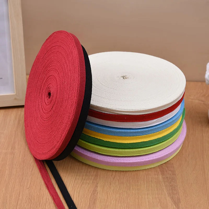 5yard 1cm 2cm Herringbone Woven Tape 100% Cotton With Edging Strip Neckline Edge Pressing Strip Rolled Edge Clothing Accessories