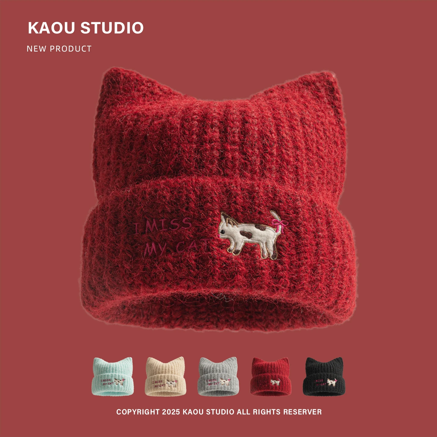 

Embroidered Autumn Winter Knitted Hat with Ear Flaps, Warm Skiing and Travel Beanie