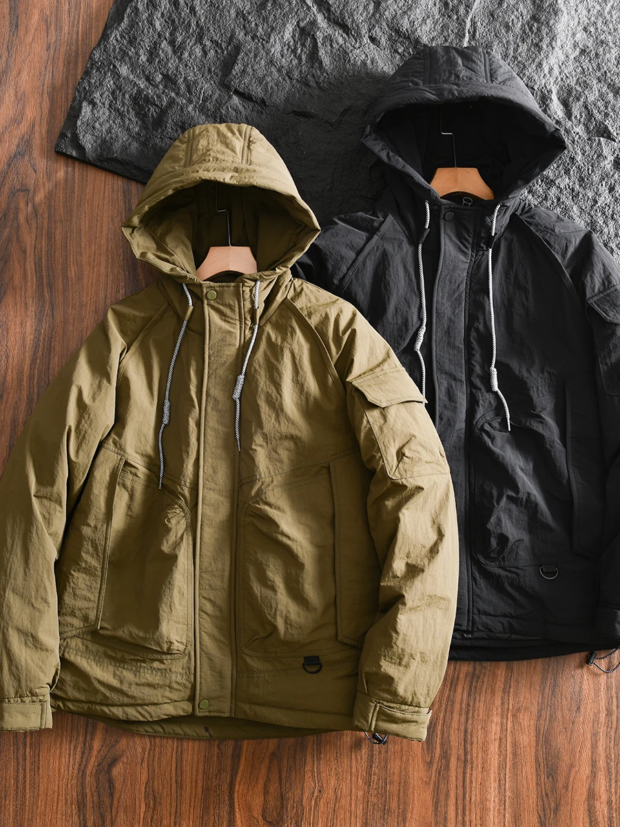 

Men's Winter Thickened Warm Loose Casual Hooded down Jacket 90 Duck down Polyester Fabric Texture High Puffiness Outdoor Wear