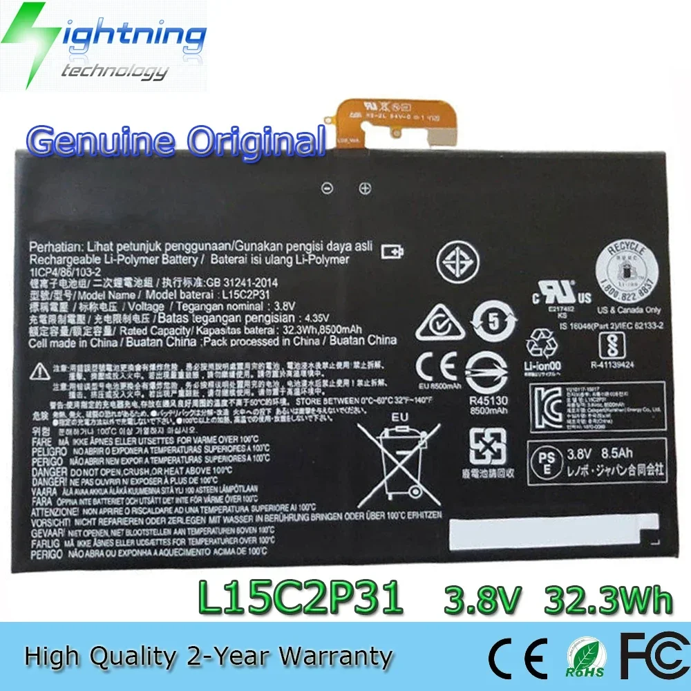 

New Genuine Original L15C2P31 3.8V 32.3Wh Laptop Battery for Lenovo Yoga Book YB1-X91F X91L X91X YB1-X90F YB1-X90L SB18C04740 et
