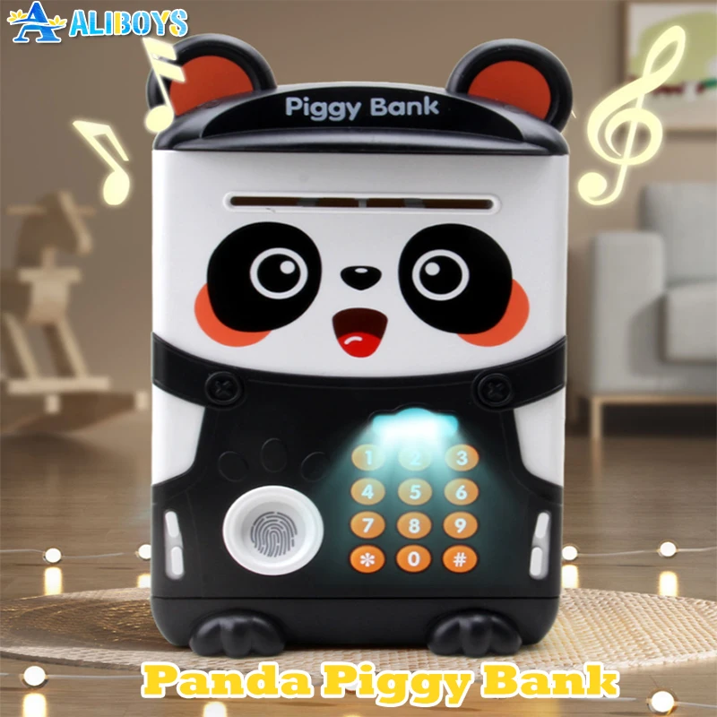 

Panda Piggy Bank Fingerprint Password Unlocking Automatic Induction Money Saving Box Simulation ATM Pretend Play Toy Kid Gift