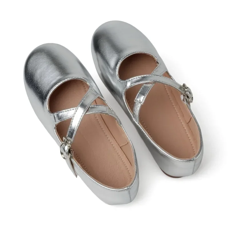 Girls Ballet Shoes Solid Color Children\'s Leather Shoes Fashion Causal Versatile Kids Princess Party Wedding Flat Shoes Non-slip