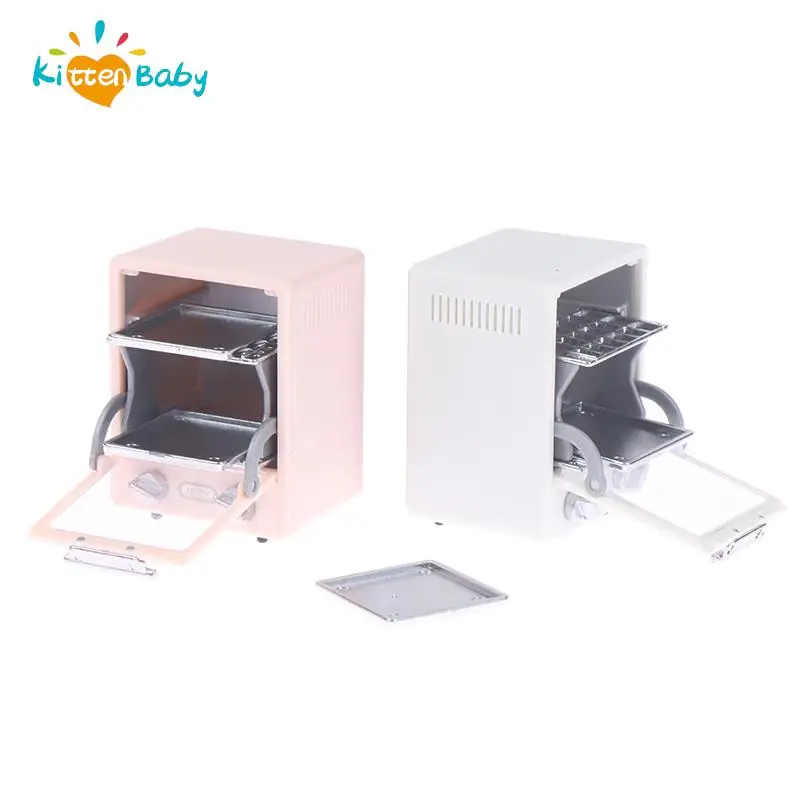 Simulation Miniature Dollhouse Oven Play Kitchen Baking Dish Bread Retro Refrigerator Model Mini Furniture Toy Doll House Decor