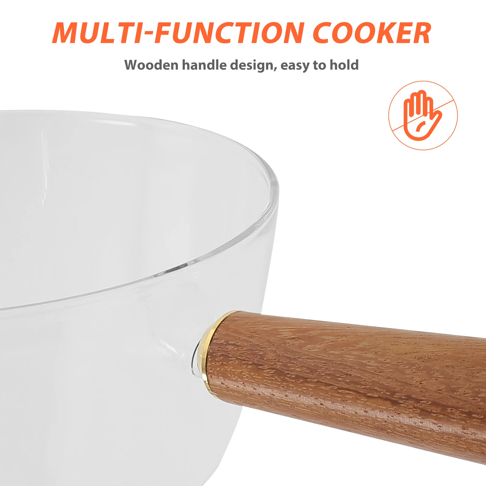 

Small Milk Pot 600ml Transparent Glass Acacia Wood H Suitable Noodles Soup Eggs Baby Food Easy Cleaning Cooking Pan Stockpot