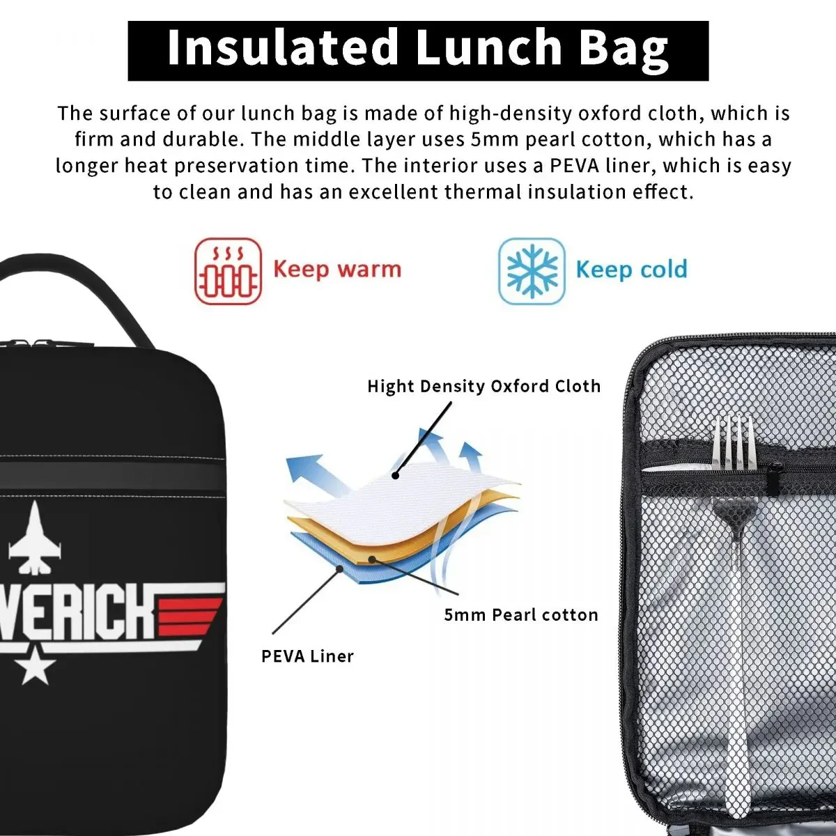 Custom Top Gun Maverick Lunch Bag Women Cooler Thermal Insulated Lunch Box for Kids School Children