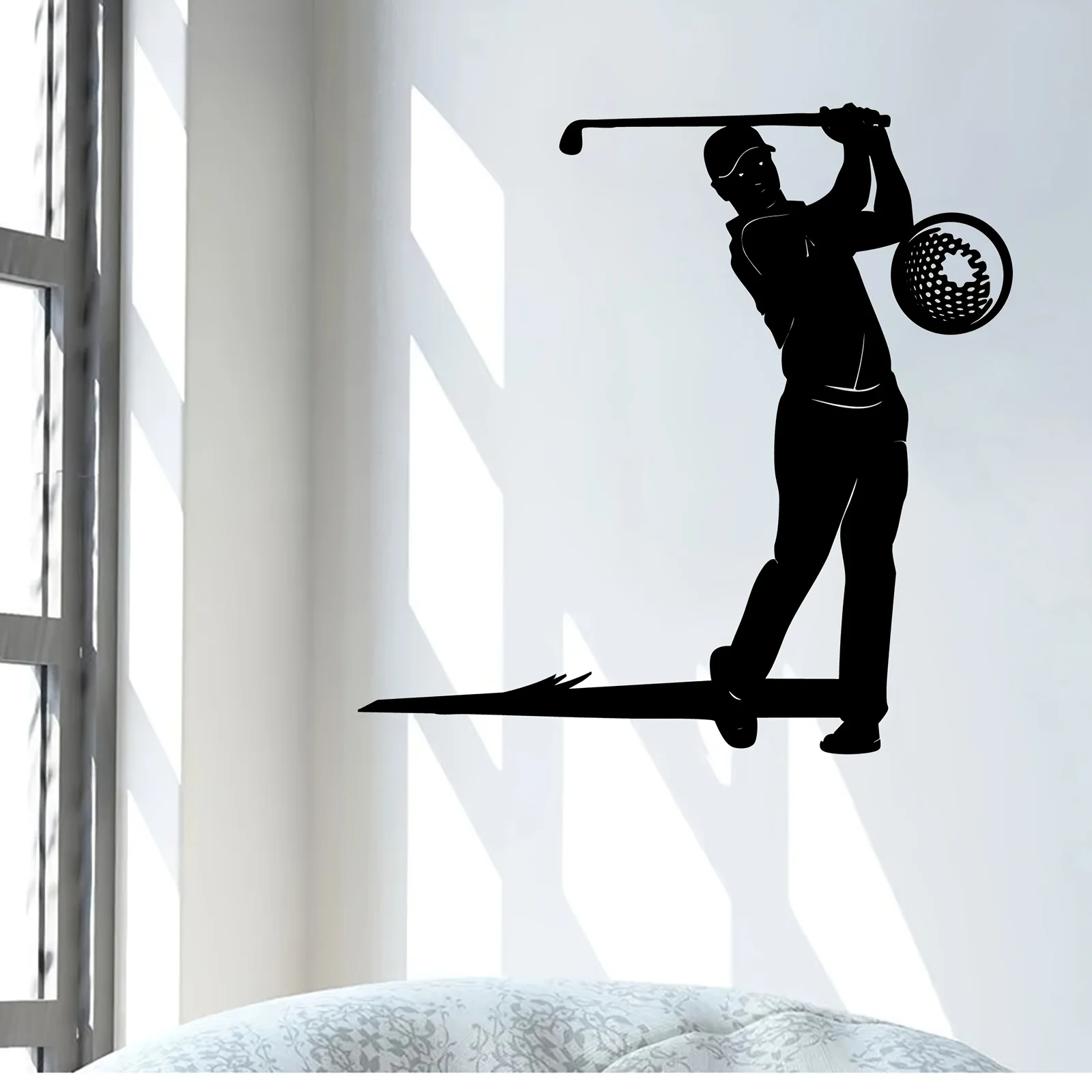 Golf Player Metal Wall Art Iron Swing Sculpture Patio Garden Fence Hanging Mural Sports Action Father Day Golfer Decor Gift