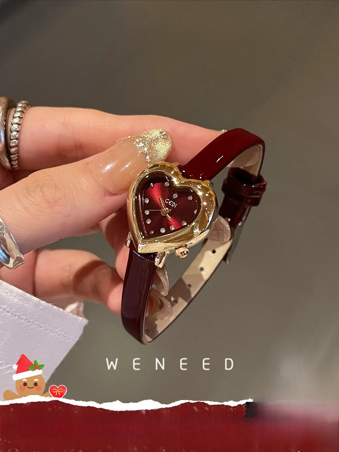 ساعة نسائية كلاسيكية ذات قرص صغير بتصميم فاخر على شكل قلب، ساعة بحزام جلدي رائعة ومدمجة، هدية مثالية للنساء. #2